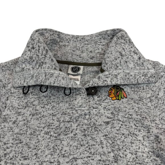 NHL Women's Chicago Blackhawks Button Turtle Neck Sweater in Heather Gray Size M - Picture 4 of 9